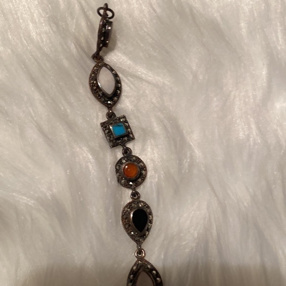 Women’s NWT multi gemstone marcasite Bracelet - Picture 5 of 7